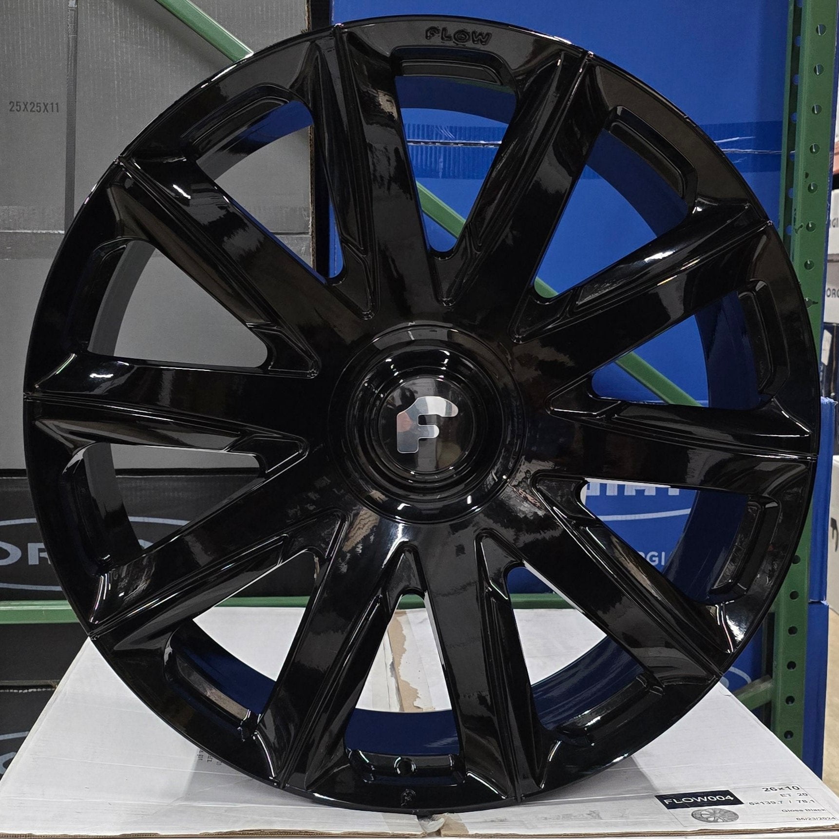 26" FORGIATO FLOW 004 GLOSS BLACK 6X139.7 FOR CADILLAC ESCALADE DENALI SILVERADO TAHOE YUKON TESLA CYBER TRUCK QX80 RAM 1500 JEEP WAGONEER TITAN TUNDRA