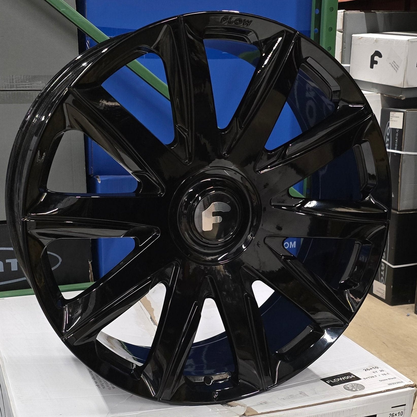 26" FORGIATO FLOW 004 GLOSS BLACK 6X139.7 FOR CADILLAC ESCALADE DENALI SILVERADO TAHOE YUKON TESLA CYBER TRUCK QX80 RAM 1500 JEEP WAGONEER TITAN TUNDRA